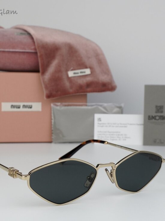 Miu Miu Women Sunglasses Gold Grey Geometric MU56ZS REGARD ZVN5S0 NEW AUTHENTIC main image 7
